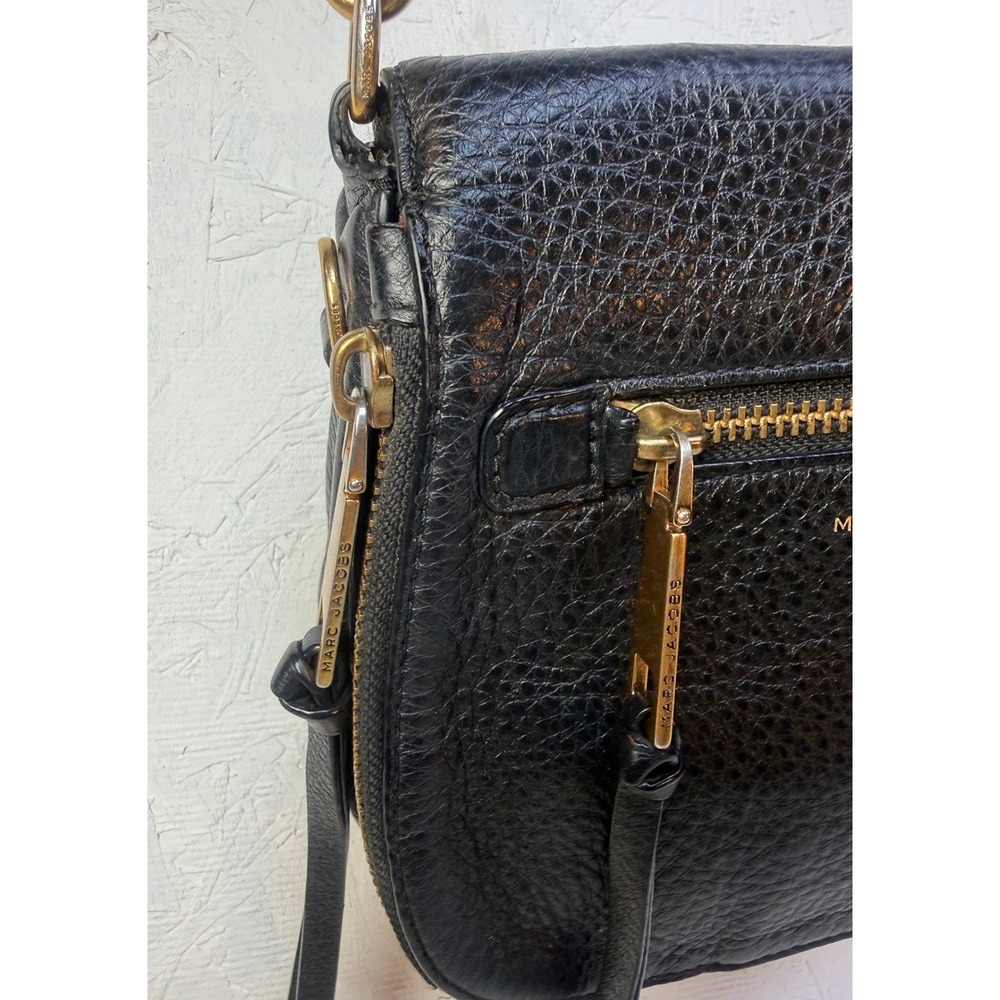 Marc Jacobs Recruit Leather Saddle Bag Black Crossbody M0008137 001 - Picture 4 of 15